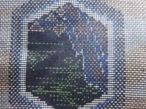 アンティーク　亀甲に霞模様織出し本場大島紬着物